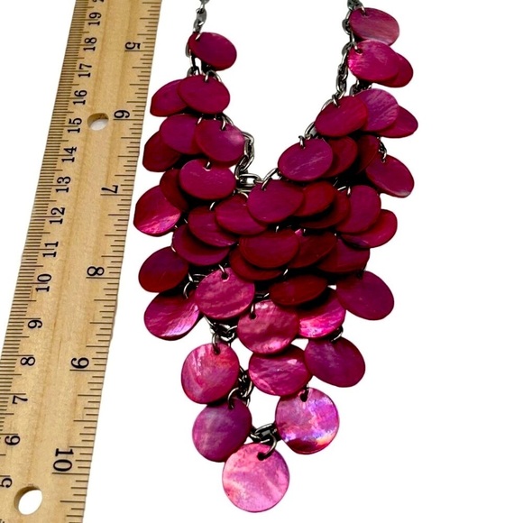 Pink Beaded Bracelet & Shell Disc Statement Necklace Set - Picture 8 of 8